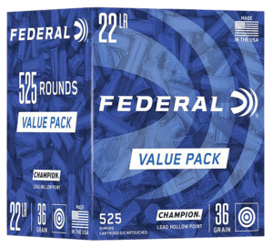 Federal 747 Champion Training Value Pack 22LR 36gr Lead Hollow Point 525rd Box Federal 747 Champion Training Value Pack 22LR 36gr Lead Hollow Point 525rd Box