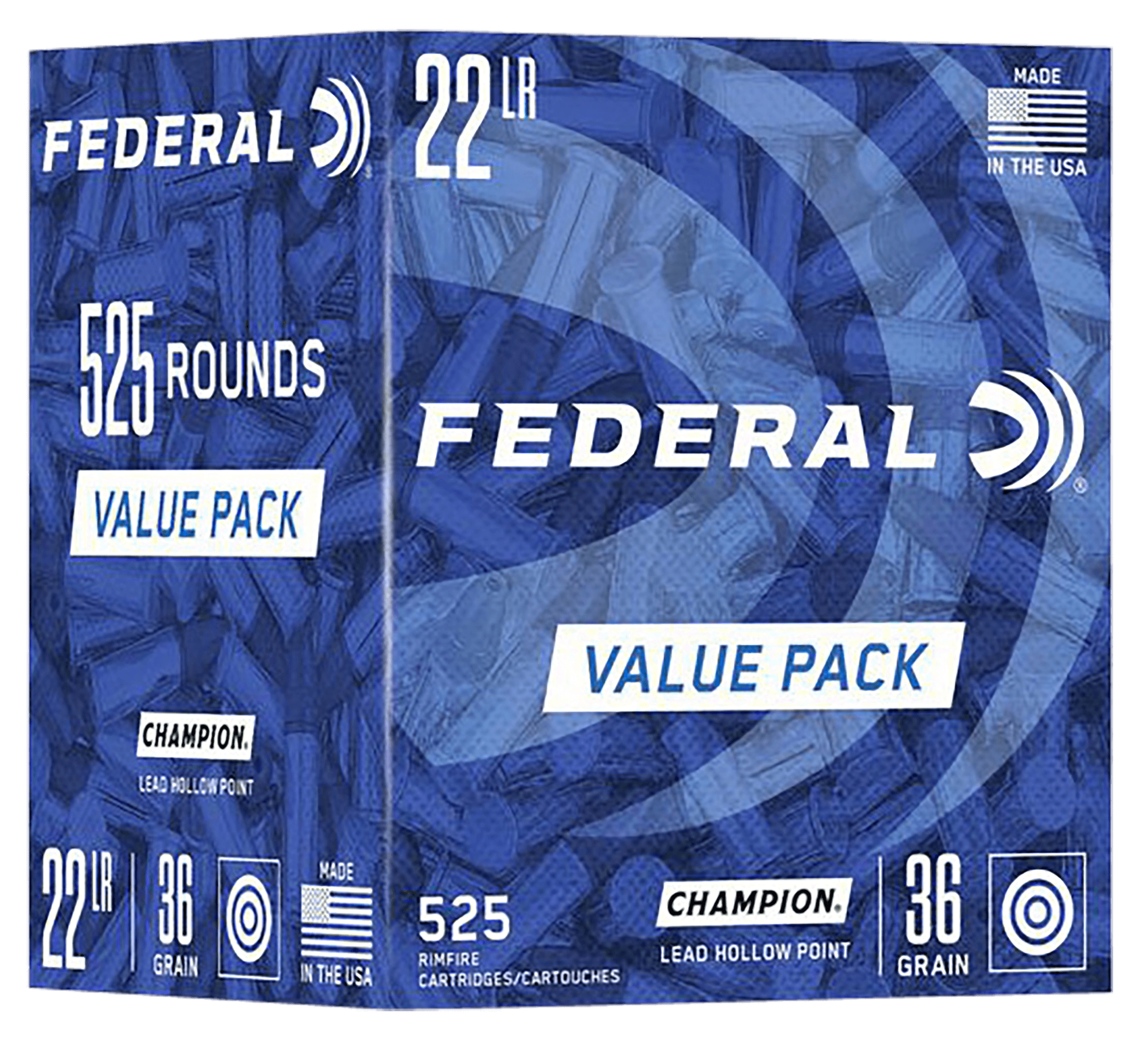 Federal 747 Champion Training Value Pack 22LR 36gr Lead Hollow Point 525rd Box Federal 747 Champion Training Value Pack 22LR 36gr Lead Hollow Point 525rd Box