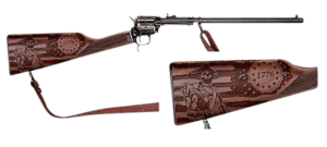 Heritage Mfg BR226B16HSWB15 Rough Rider Rancher 22 LR 6rd 16″ Blued Barrel/Rec Independence Day Engraved Walnut Stock Leather Sling Included Heritage Mfg BR226B16HSWB15 Rough Rider Rancher 22 LR 6rd 16″ Blued Barrel/Rec Independence Day Engraved Walnut Stock Leather Sling Included