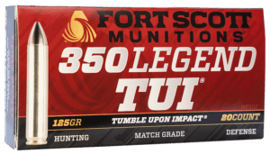 Fort Scott Munitions 350125SCV Tumble Upon Impact (TUI) Rifle 350Legend 125gr Solid Copper Spun 20rd Box Fort Scott Munitions 350125SCV Tumble Upon Impact (TUI) Rifle 350Legend 125gr Solid Copper Spun 20rd Box