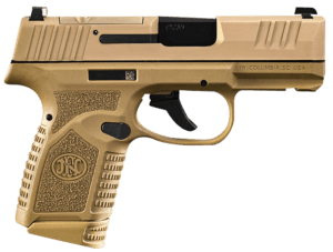 FN 66101411 Reflex MRD Micro-Compact Frame 9mm Luger 15+1/11+1 3.30″ Black Steel Barrel  Flat Dark Earth PVD Optic Ready/Serrated Steel Slide  Flat Dark Earth Polymer Frame w/Picatinny Rail  FDE Stippled Grip  Ambidextrous