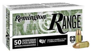 Remington Ammunition R27780 Range  9mm Luger 124 gr Full Metal Jacket 50rd Box