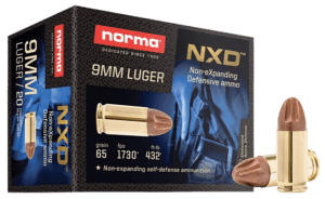 Norma Ammunition 611140020 Self Defense NXD 9mm Luger 65 gr Injection Molded Copper Projectile 20rd Box Norma Ammunition 611140020 Self Defense NXD 9mm Luger 65 gr Injection Molded Copper Projectile 20rd Box