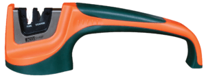 AccuSharp 039C Pull-Through Sharpener Hand Held Fine Coarse Tungsten Carbide and Ceramic Sharpener Rubber Handle Black/Orange