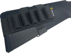 ADAPTIVE TACTICAL AT06400 Stock Mounted Shell Carrier  5rd Shotshells  Removable Black Nylon  Non Slip Loops  Adj. Stock Fit