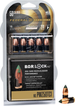 Federal PMZ50TC1 Trophy 50Cal 270gr Trophy Copper 15/Box Federal PMZ50TC1 Trophy 50Cal 270gr Trophy Copper 15/Box