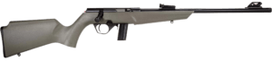 Rossi  RB22  Compact 22 LR 10+1  16″ Matte Black Button Rifled Free Floating Steel Barrel  Matte Black Stainless Steel Receiver  OD Green Monte Carlo Stock  Right Hand