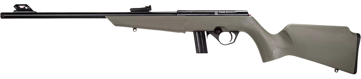 Rossi  RB22  Compact 22 LR 10+1  16″ Matte Black Button Rifled Free Floating Steel Barrel  Matte Black Stainless Steel Receiver  OD Green Monte Carlo Stock  Right Hand Rossi  RB22  Compact 22 LR 10+1  16″ Matte Black Button Rifled Free Floating Steel Barrel  Matte Black Stainless Steel Receiver  OD Green Monte Carlo Stock  Right Hand