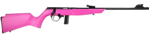 Rossi  RB22  Compact 22 LR 10+1  16″ Matte Black Button Rifled Free Floating Steel Barrel  Matte Black Stainless Steel Receiver  Pink Monte Carlo Stock  Right Hand