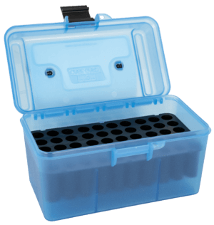 MTM Case-Gard H50RM24 Deluxe Ammo Box Multi-Caliber Rifle Clear Blue Polypropylene 50rd