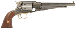 Pietta PF58OW448 1858 Old West 44 Cal 8″ 6rd Old Silver Frame  Cylinder & Barrel  Walnut Grip