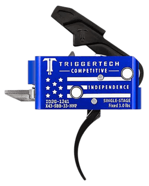 TriggerTech X43SBB33NNP Competitive Independence Pro Curved Two-Stage Trigger Blue & White Engraved Flag Housing Fits AR-15 TriggerTech X43SBB33NNP Competitive Independence Pro Curved Two-Stage Trigger Blue & White Engraved Flag Housing Fits AR-15