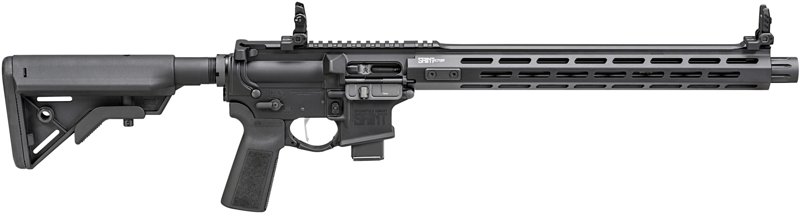 Springfield Armory STV91609BLC SAINT Victor 9mm Luger 10+1 16″ Black Melonite Steel Barrel w/Muzzle Drum Black Hard Coat Anodized Aluminum Receiver M-LOK Handguard Black Synthetic B5 Bravo Stock Black B5 Type 23 Grip Springfield Armory STV91609BLC SAINT Victor 9mm Luger 10+1 16″ Black Melonite Steel Barrel w/Muzzle Drum Black Hard Coat Anodized Aluminum Receiver M-LOK Handguard Black Synthetic B5 Bravo Stock Black B5 Type 23 Grip