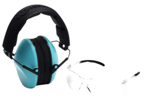 Pyramex VGCOMBO410 Low-Profile Combo Kit Scratch Resistant Clear Lens & Frame with Rubber Temple Tips Powder Blue Low-Profile Earmuffs Pyramex VGCOMBO410 Low-Profile Combo Kit Scratch Resistant Clear Lens & Frame with Rubber Temple Tips Powder Blue Low-Profile Earmuffs