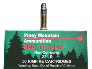 Piney Mountain Ammunition PMSN22LRR Red Tracer Non-Corrosive 22 LR 40 gr Lead Round Nose 50rd Box