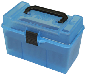 MTM Case-Gard H50RL24 Deluxe Ammo Box  for 25-06 Rem/.30-06 Springfield Clear Blue Polypropylene 50rd