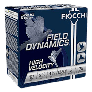 Fiocchi 12HV5 Field Dynamics High Velocity 12Gauge 2.75″ 1 1/4oz 5Shot 25rd Box
