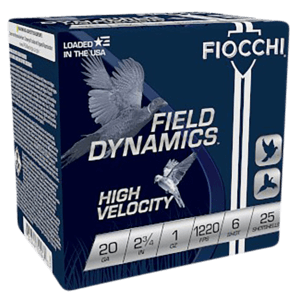 Fiocchi 20HV6 Field Dynamics High Velocity 20Gauge 2.75″ 1oz 6Shot 25rd Box