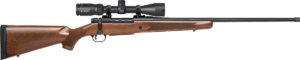 Mossberg 28127 Patriot Walnut-Vortex Scope Combo 7mm Rem Mag 3+1 24″ Threaded/Fluted Barrel w/Recessed Match Crown  Matte Blued Metal  Spiral-Fluted Bolt  Walnut Stock Drop Box Magazine  Adjustable LBA Trigger   Includes Vortex Crossfire II 3-9x40mm Scope