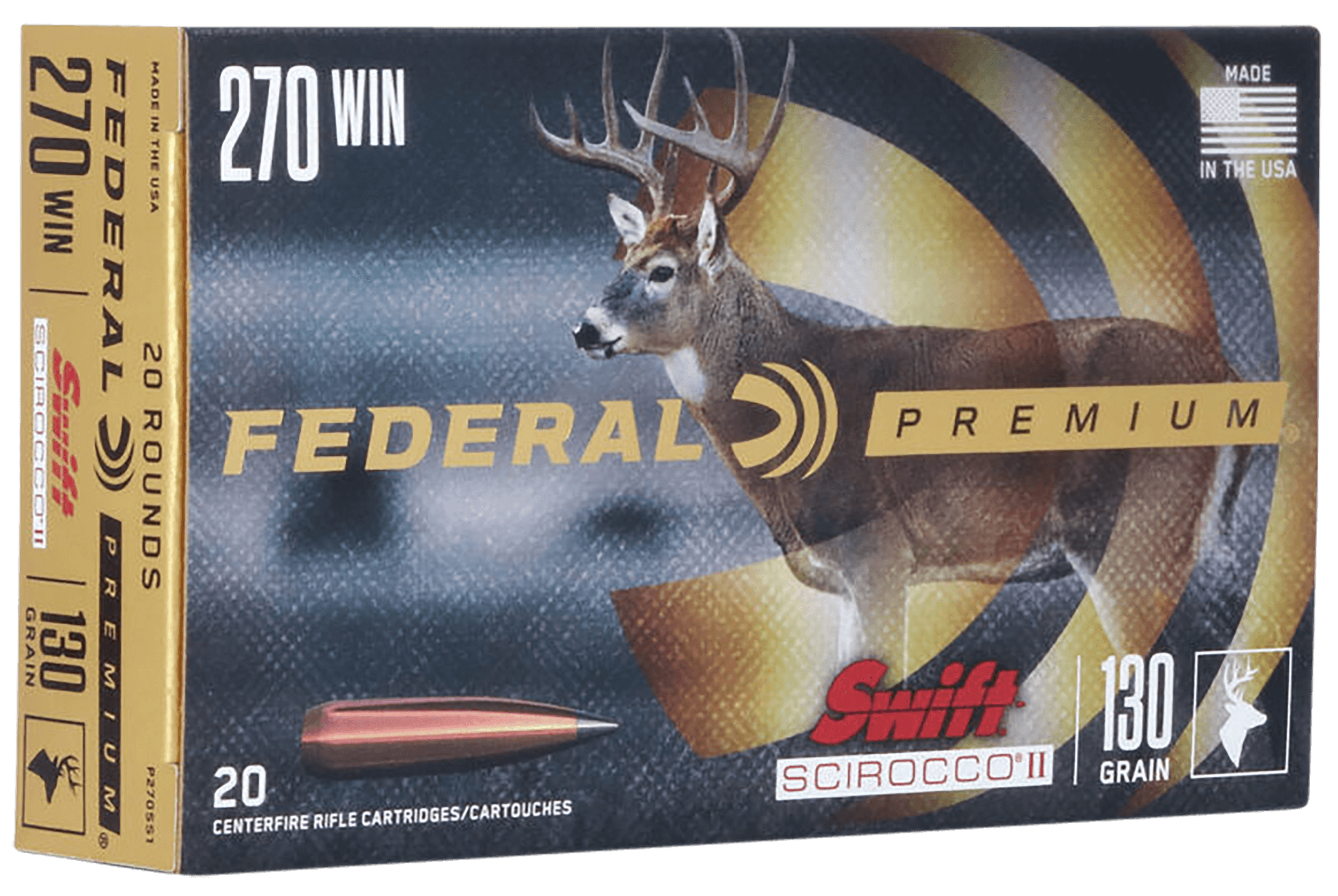Federal P270SS1 Premium 270Win 130gr Swift Scirocco II 20rd Box Federal P270SS1 Premium 270Win 130gr Swift Scirocco II 20rd Box