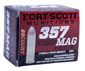 Fort Scott Munitions 357 MAG125SCV Tumble Upon Impact (TUI) 357 Mag 125gr Solid Copper Spun 20rd Box Fort Scott Munitions 357 MAG125SCV Tumble Upon Impact (TUI) 357 Mag 125gr Solid Copper Spun 20rd Box