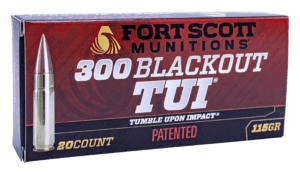 Fort Scott Munitions 300115SCV Tumble Upon Impact (TUI) 300Blackout 115gr Solid Copper Spun 20rd Box Fort Scott Munitions 300115SCV Tumble Upon Impact (TUI) 300Blackout 115gr Solid Copper Spun 20rd Box