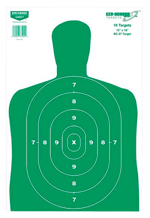 Birchwood Casey 37010 EZE-Scorer BC-27 Silhouette Paper Target 12" x 18" 100 Per Pkg
