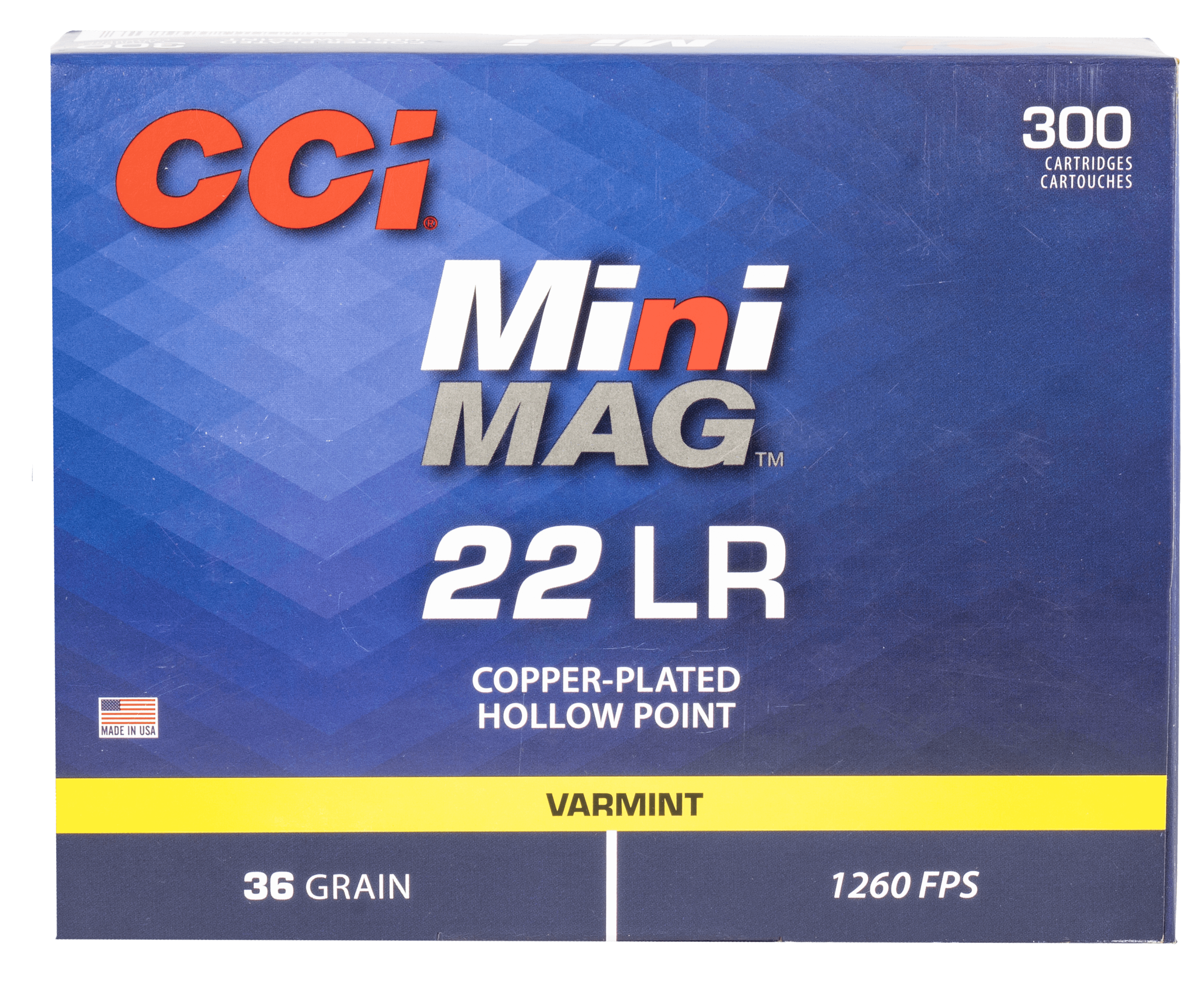 CCI 962 Mini-Mag Varmint 22LR 36gr Jacketed Hollow Point 300 Per Box