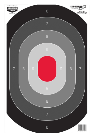 Birchwood Casey 37053 EZE-Scorer Silhouette Oval Target Hanging Paper All Firearms 23" x 35" Black/Gray/Red 5 Targets