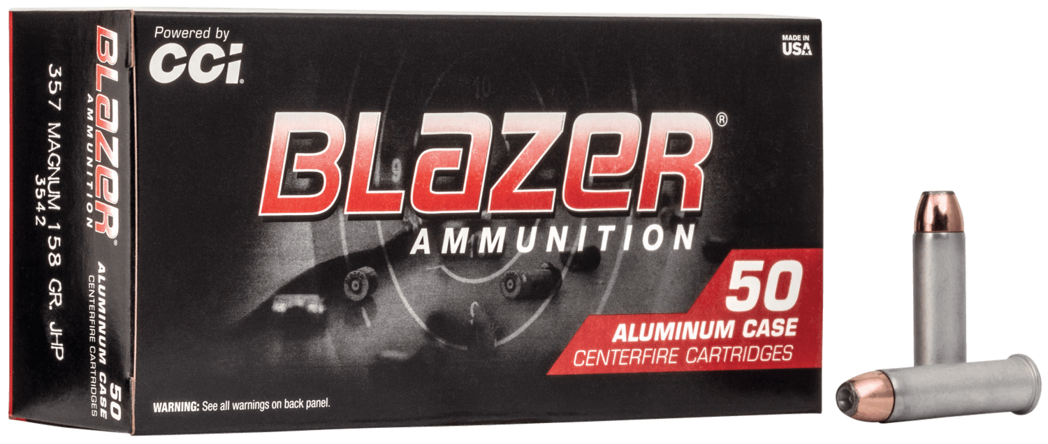 CCI 3542 Blazer Handgun 357 Mag 158gr Jacket Hollow Point 50rd Box CCI 3542 Blazer Handgun 357 Mag 158gr Jacket Hollow Point 50rd Box
