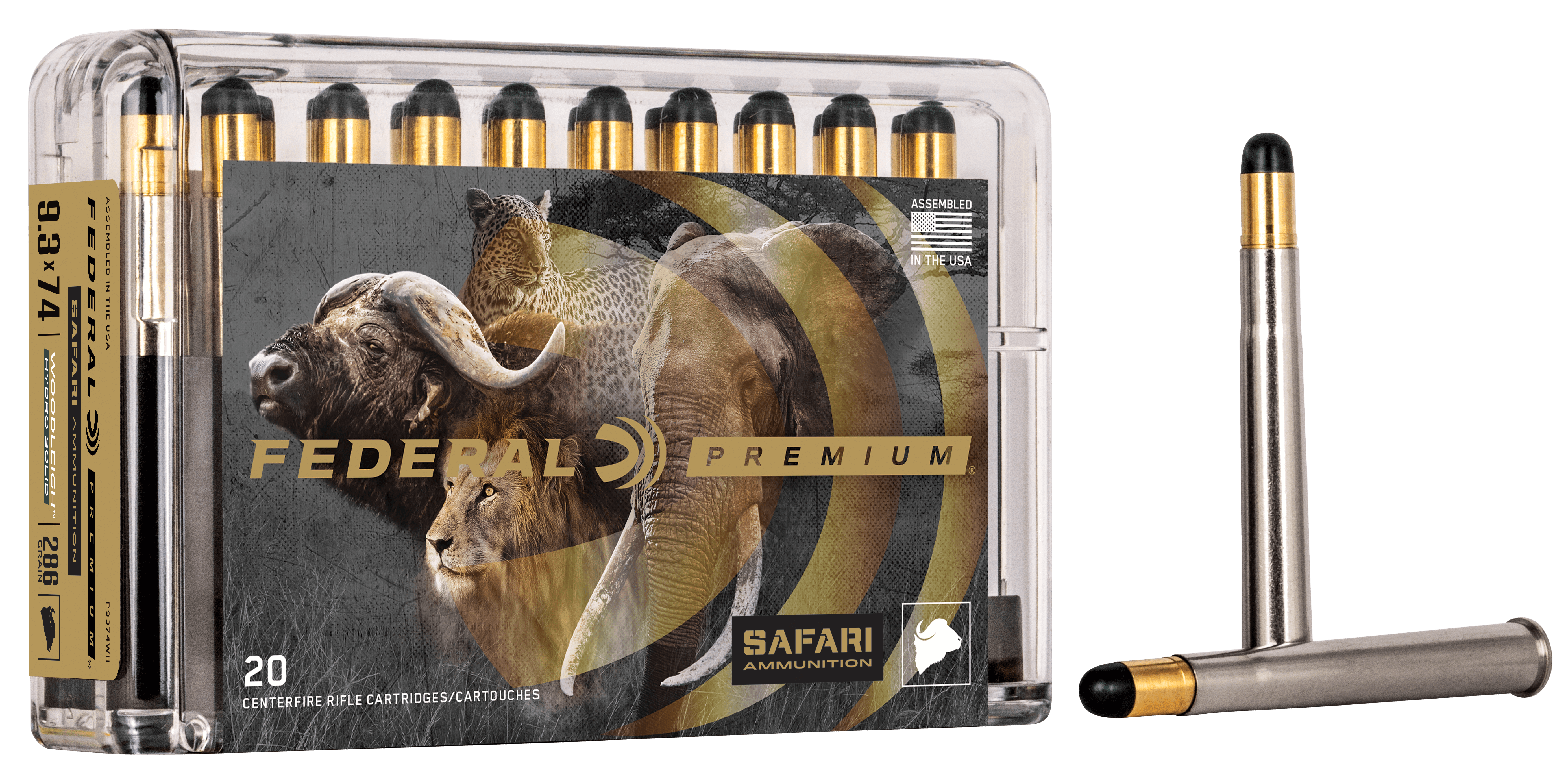 Federal P9374WH Premium Safari Cape-Shok 9.3mmx74R 286 gr Woodleigh Hydro Solid (WHCS) 20rd Box Federal P9374WH Premium Safari Cape-Shok 9.3mmx74R 286 gr Woodleigh Hydro Solid (WHCS) 20rd Box