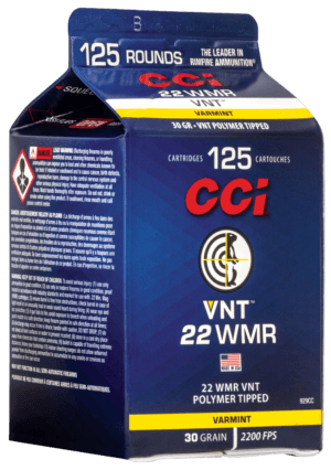 CCI 929CC VNT Rimfire 22WMR 30gr Varmint Tipped 125rd Box CCI 929CC VNT Rimfire 22WMR 30gr Varmint Tipped 125rd Box