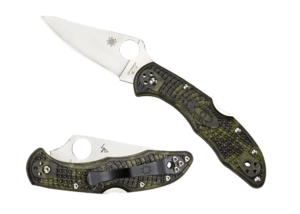 Spyderco C11ZFPGR Delica 4 Lightweight 2.90″ Folding Plain Satin VG-10 SS Blade/Zome Green Bi-Directional Texturing FRN Handle Includes Pocket Clip