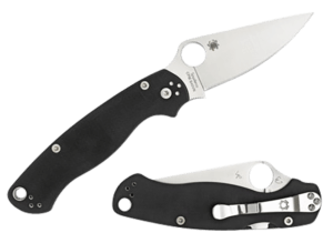 Spyderco C81GPLE2 Para Military 2  3.42″ Folding Plain Satin CPM S45VN SS Blade Black Textured G10 Handle Left Hand Includes Pocket Clip