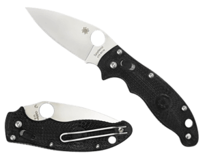 Spyderco C101PBK2 Manix 2 Lightweight 3.37″ Folding Plain Satin CTS BD1 SS Blade/Black Bi-Directional Texturing FRCP Handle Includes Pocket Clip
