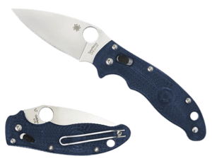 Spyderco C101PDBL2 Manix 2 Lightweight 3.37″ Folding Plain Satin CTS BD1 SS Blade/Dark Blue Bi-Directional Texturing FRCP Handle Includes Pocket Clip