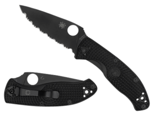 Spyderco C122PBBK Tenacious Lightweight 3.39″ Folding Plain Black Oxide 8Cr13MoV SS Blade/Black Bi-Directional Texturing FRN Handle Includes Pocket Clip