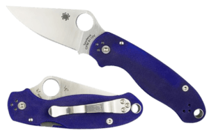 Spyderco C223GPDBL Para 3  2.95″ Folding Plain Satin CPM S110V Blade/Dark Blue Textured G10 Handle Includes Pocket Clip