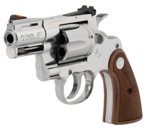 Colt Mfg PYTHONSP2WCTS Python  357 Mag/38 Special 6 Shot 2.50″ Stainless Recessed Target/Vent Rib Barrel  Stainless Cylinder & Frame  Walnut w/Colt Medallion Grip