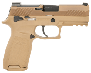 Sig Sauer 320CA9M18MSCA P320 M18 *CA Compliant Carry Frame 9mm Luger 10+1  3.90″ Black Carbon Steel Barrel  Coyote PVD Serrated Stainless Steel Slide  Coyote PVD Stainless Steel Frame w/Beavertail & Picatinny Rail  Coyote Polymer Grip  Manual Safety  Ambi
