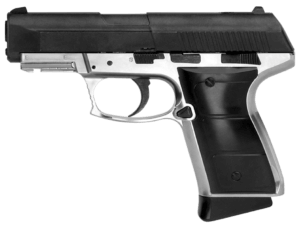 Daisy 985501442 5501 Powerline CO2 177 BB 15+1 430 fps  Smooth Bore Barrel  Black Slide  Silver Metal Frame with Pic. Rail  Molded Grips  Blade Front Sight  Manual Trigger Block Safety