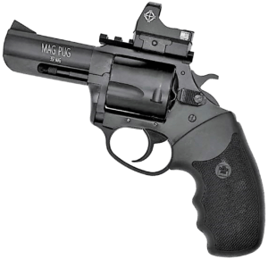 Charter Arms 13535 Mag Pug  Large 357 Mag 5 Shot  3″ Black Passivate Steel Barrel & Cylinder  Black Passivate Steel w/Picatinny Rail Frame. Black Combat Rubber Grip  Includes Micro Optic