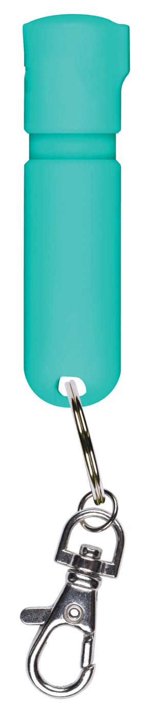 Sabre MDMT02 Mighty Discreet Pepper Spray Capsaicin UV Dye Effective Distance 12 ft .20 oz Mint Includes Key Ring Includes Snap Clip