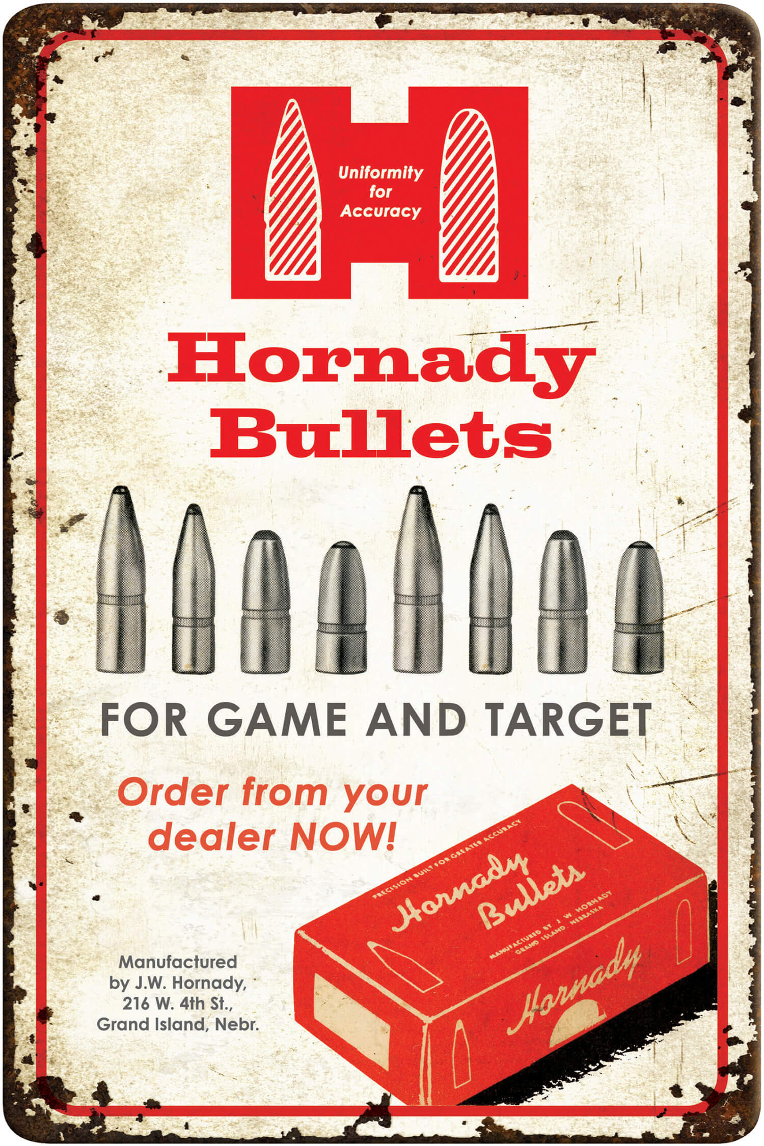Hornady 99145 Bullets Tin Sign Rustic Red White Aluminum 12″ x 18″ Hornady 99145 Bullets Tin Sign Rustic Red White Aluminum 12″ x 18″