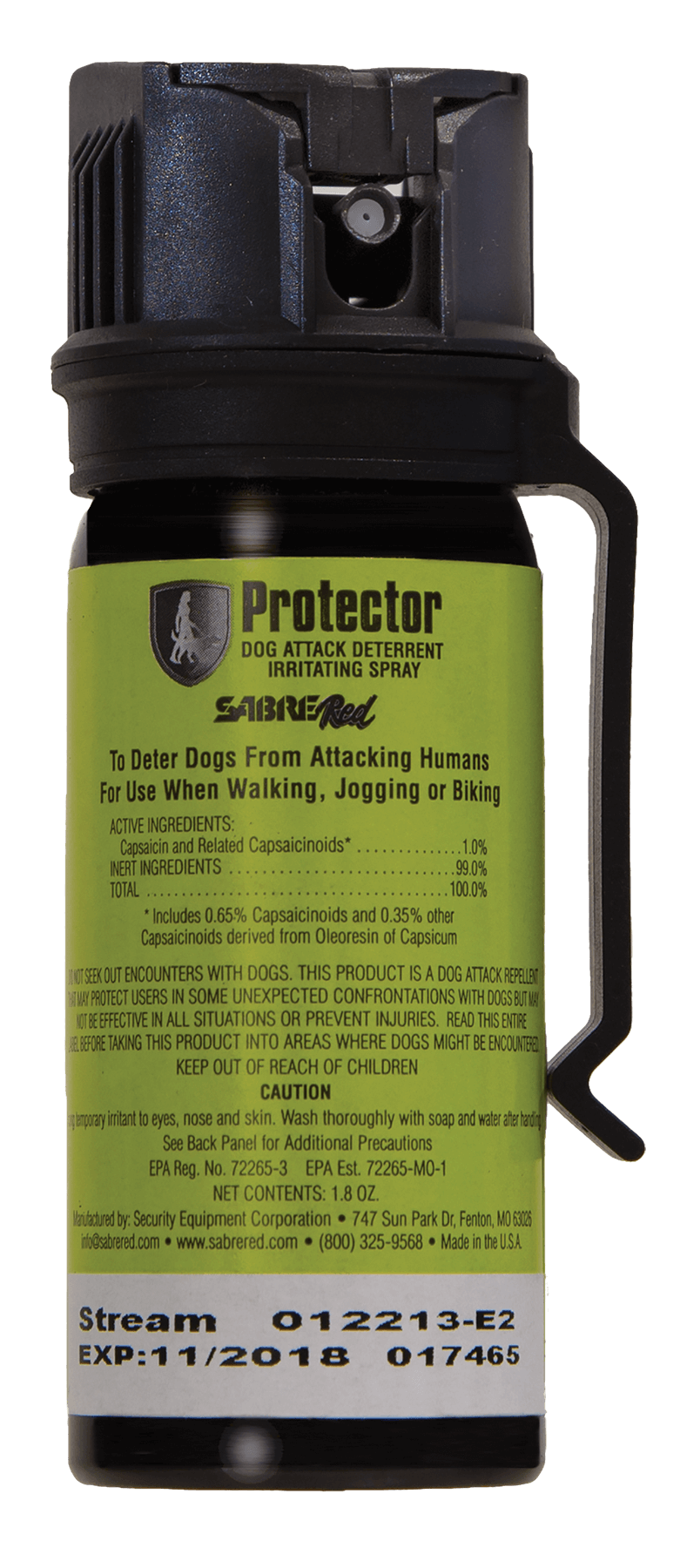Sabre SRPMK3 Dog Spray Capsaicin Range 15 ft 1.80 oz Includes Belt Clip Sabre SRPMK3 Dog Spray Capsaicin Range 15 ft 1.80 oz Includes Belt Clip