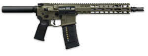 Radian Weapons R0515 Model 1 Pistol 223 Wylde 30+1 10.50″ Black Cerakote Match Grade Stainless Steel Barrel  Radian OD Green Cerakote Aluminum Receiver w/Picatinny Rail  Black Carbon Fiber SBA3 Brace  Black Magpul Grip  Ambidextrous