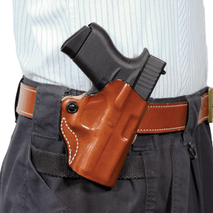 DeSantis Gunhide 019TA9PZ0 Mini Scabbard OWB Tan Leather Belt Slide Fits Springfield Hellcat OSP Right Hand