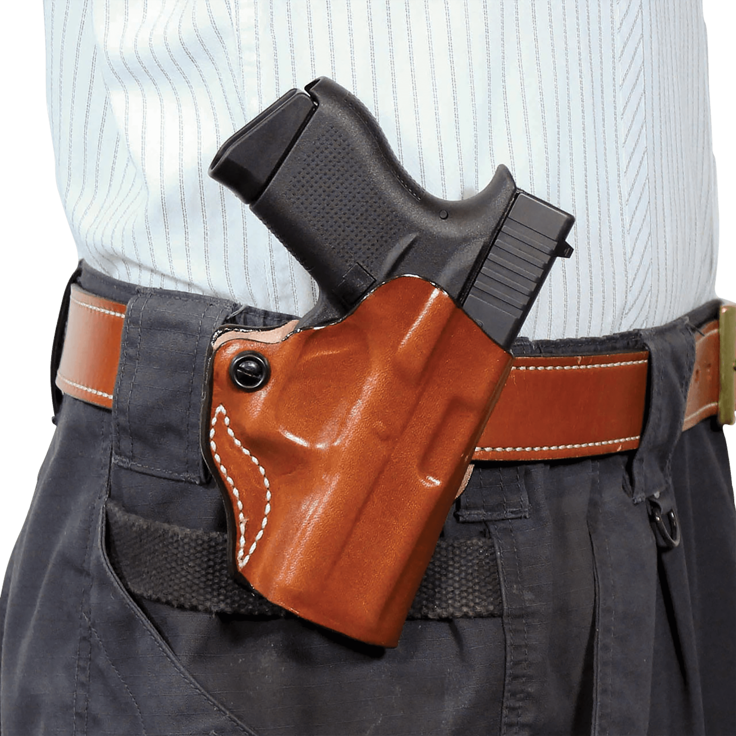 DeSantis Gunhide 019TAB6Z0 Mini Scabbard OWB Tan Leather Belt Slide Fits Glock 19/19X/19 G5/23/32/36 Right Hand