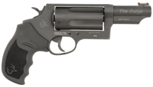 Taurus 24410P31MAG Judge Magnum Compact Frame 45 Colt (LC)/410 Gauge 5 Shot 3″ Matte Black Oxide Alloy Steel Barrel Cylinder & Frame Black Rubber Grip Features Taurus Optic Ready Option