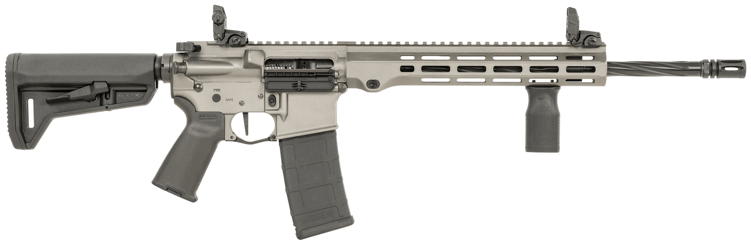 Maxim Defense MXM49734 MD15 L 5.56x45mm NATO 30+1 16" Fluted Barrel Sniper Gray Rec/M-LOK Handguard Black Magpul Furniture SL-K Stock MBUS Sights Blackout Defense Flat Trigger
